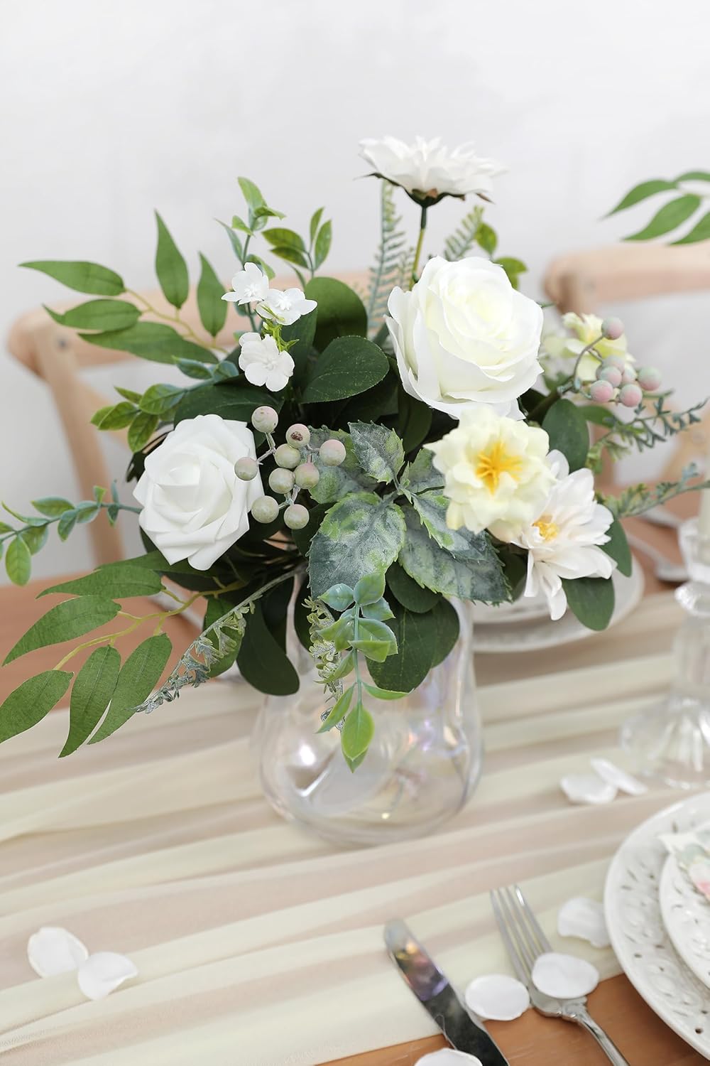 Serra Flora Artificial Greenery Stems Box Set,(Pack of 42pcs) with 8 Kinds of Faux Pink Green Filler for DIY Bridal Bouquets Wedding Floral Arrangement Table Centerpieces