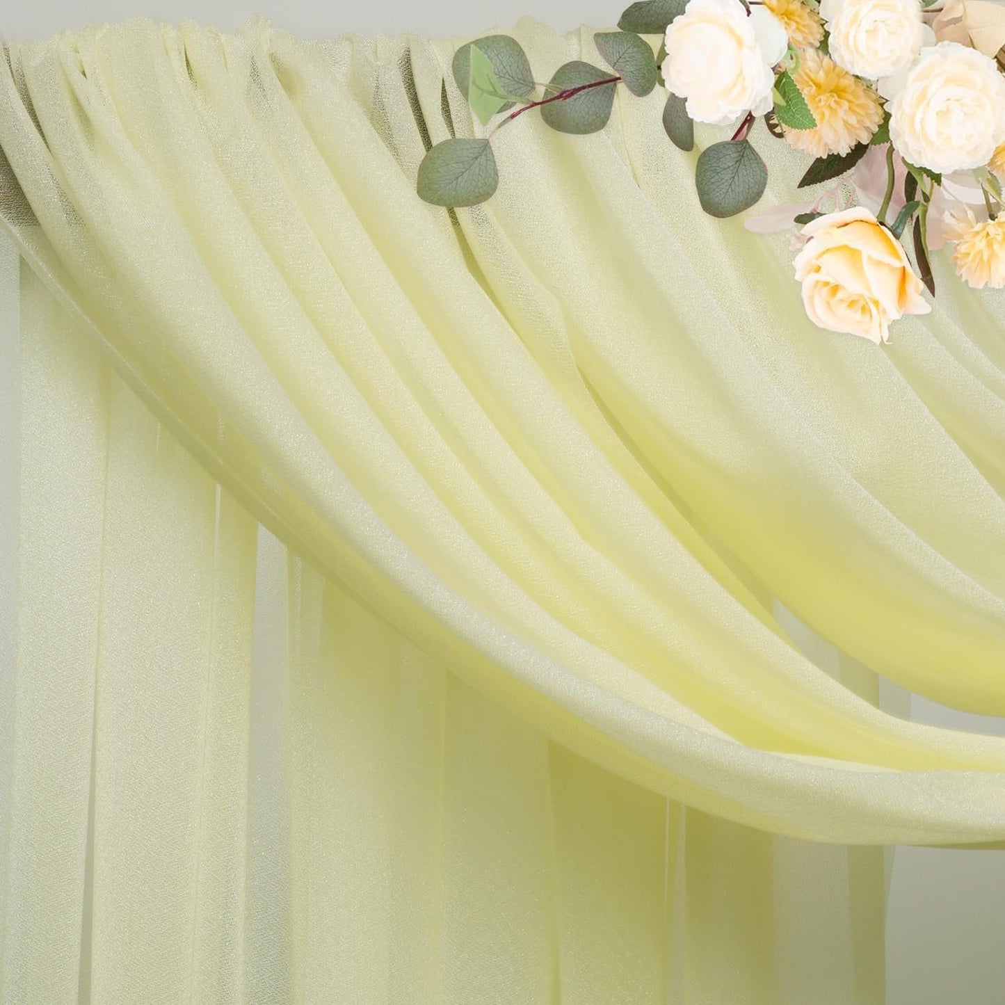 Wokceer Wedding Arch Draping Fabric 28.7" x 20FT Beige Sheer Drapes Backdrop for Wedding Ceremony, Birthday Party, Bridal Shower Decoration