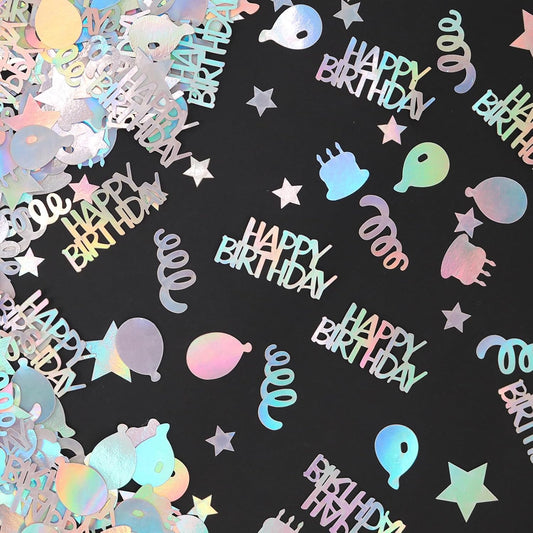 Happy Birthday Confetti for Table Iridescent Balloon Star Shaped Table Scatter Suitable for Disco Themed Birthday/Anniversary Party Decorations