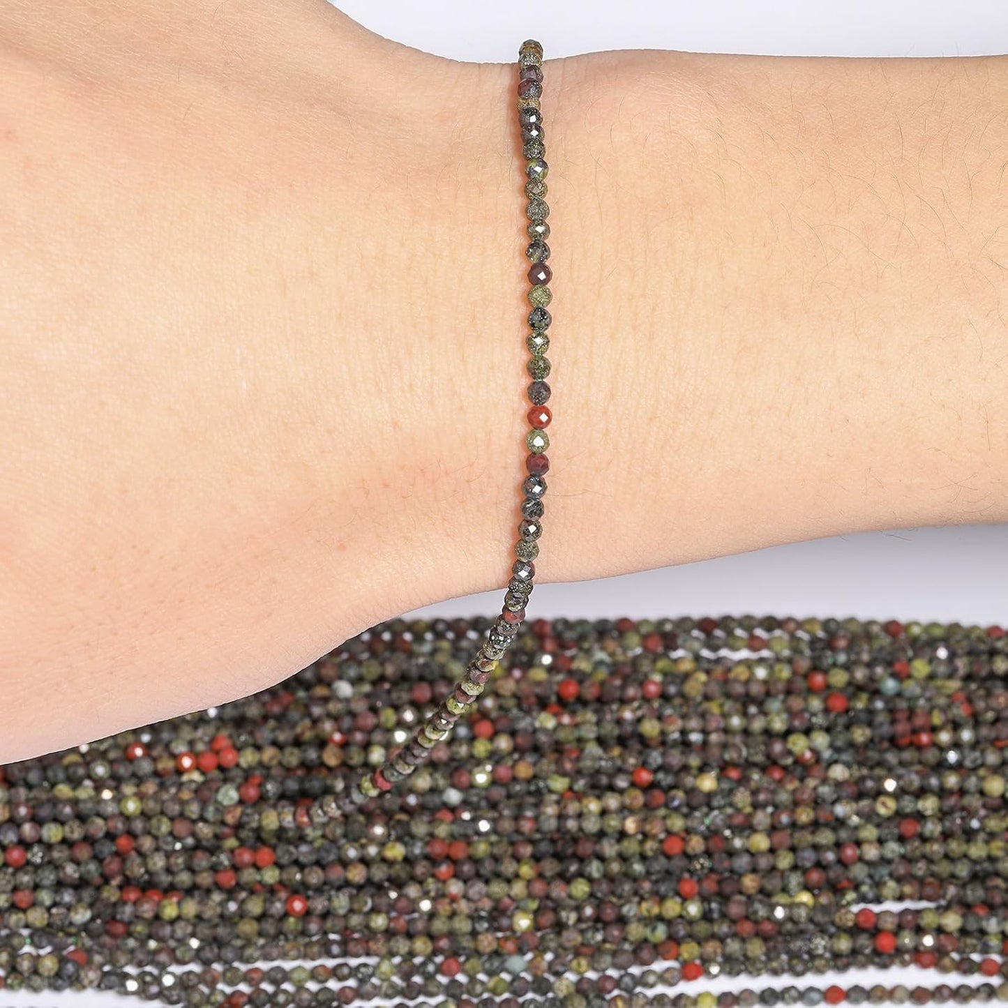 Song Xi 180pcs 2mm Natural Dragon Blood Gemstone Beads Faceted Round Loose Stone Beads for Jewelry Making