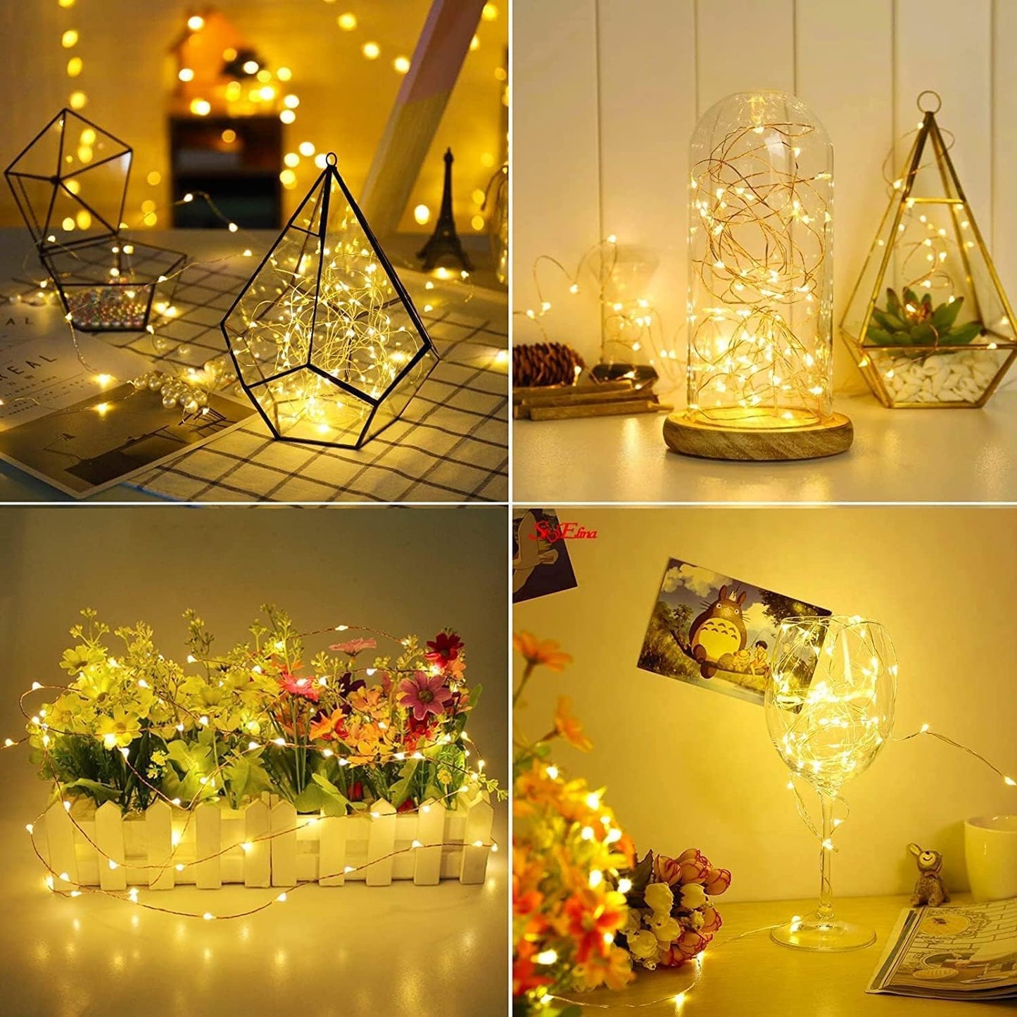 ZNYCYE 50 LED Fairy Lights with Timer,8.2Ft 8 Modes Battery Operated Fairy Lights, 4 Pack Mini Led String Lights for DIY Wedding Bedroom Mason Jar Vases Table Party Christmas Decoration (Warm White)