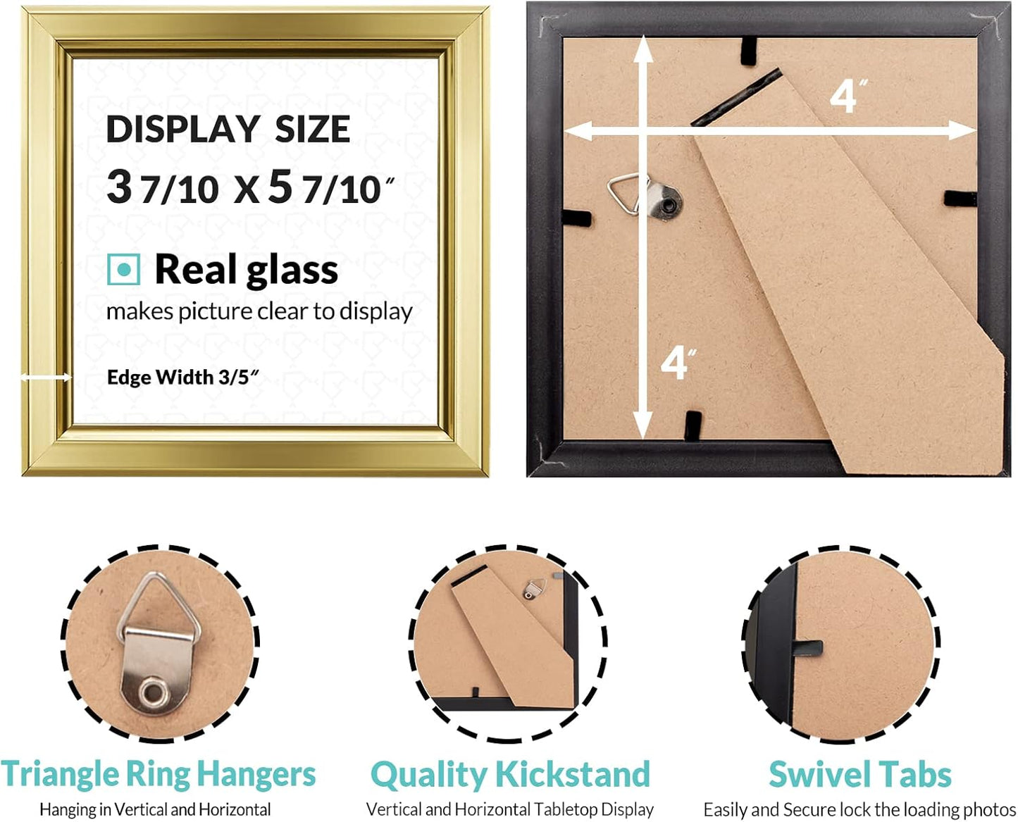 LaVie Home 4x4 Picture Frames (12 Pack, Gold) Simple Designed Photo Frame with High Definition Glass for Wall Mount & Table Top Display, Set of 12 Classic Collection