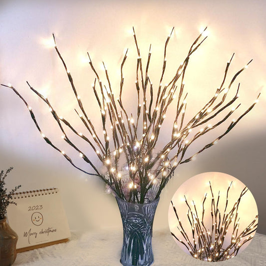 DK177 2 Pack Led Branch Light Battery Operated Lighted Branch Vase Filler Willow Tree Artificial Little Twig Power Brown 30 Inch 20 LED for Home Outdoor Indoor Romantic Decoration, White Light