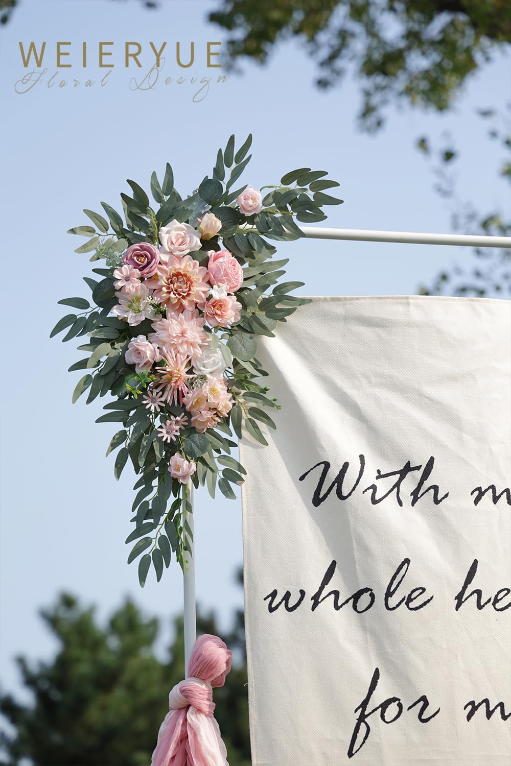 Artificial Wedding Arch Flowers Kit(Pack of 2) for Wedding Arch, Bridal Shower, Ceremony and Reception Backdrop Decoration (Romantic Pink)