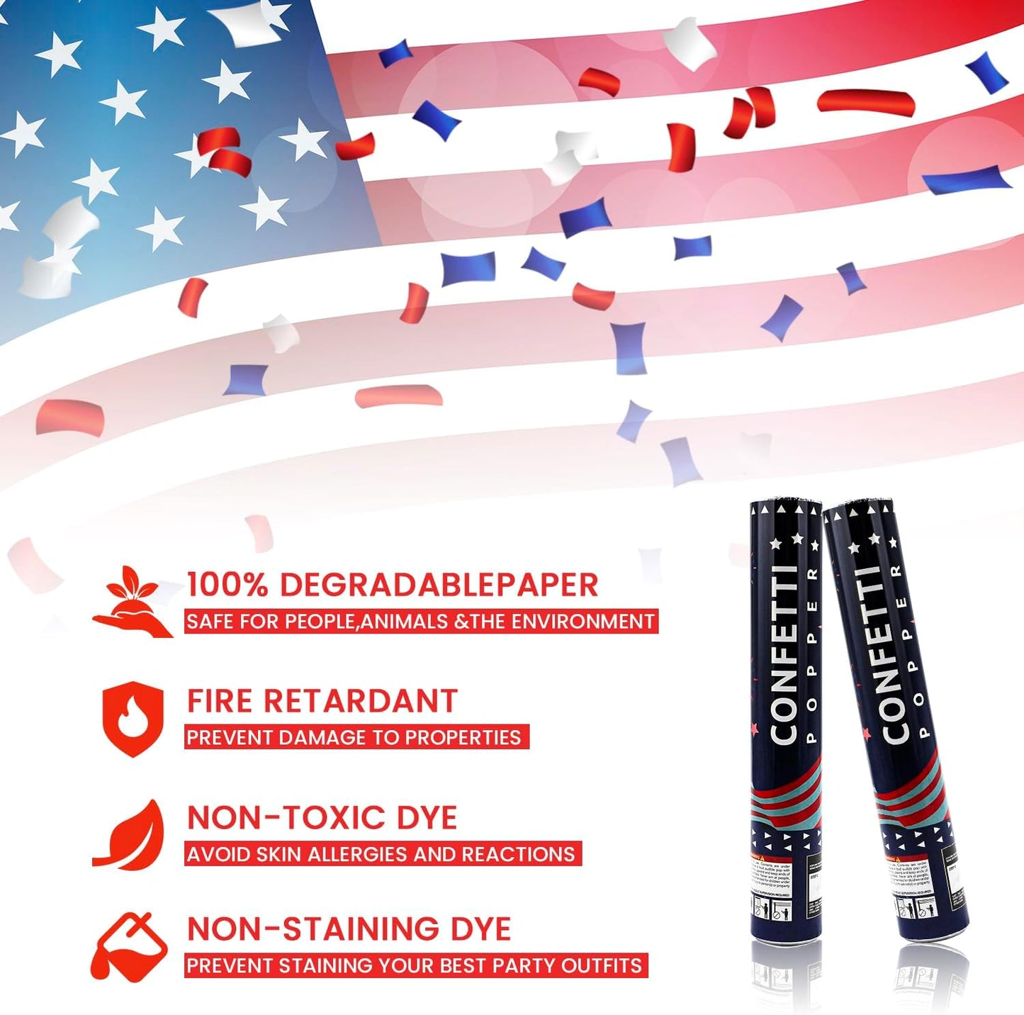 Confetti Cannon 12 Pack Multicolor Biodegradable Confetti Popper Party Confetti Shooters 12 Inch Confetti Popper Cannons Confetti Poppers for Wedding Birthday Graduation New Years Eve Celebration