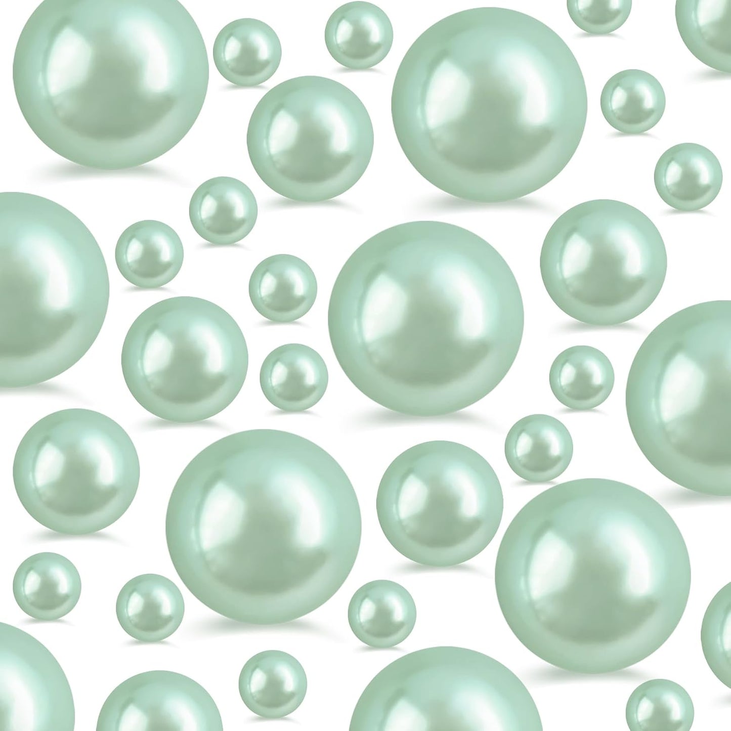 260Pcs Greygreen Glossy Beads for Centerpiece Decor, Artifical Pearls Vase Filler, Makeup Brush Beads, No Hole Round Pearl Beads for Wedding Birthday Christmas Party Home Decor(18mm 14mm 6mm)