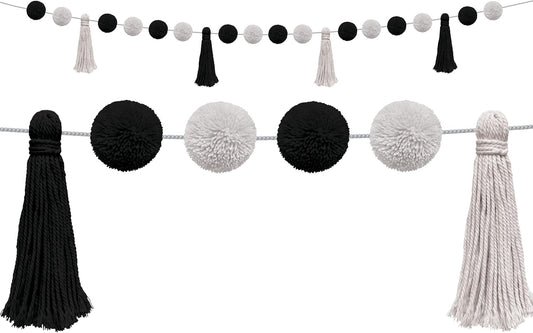 Teacher Created Resources Black and White Pom-Poms and Tassels Garland