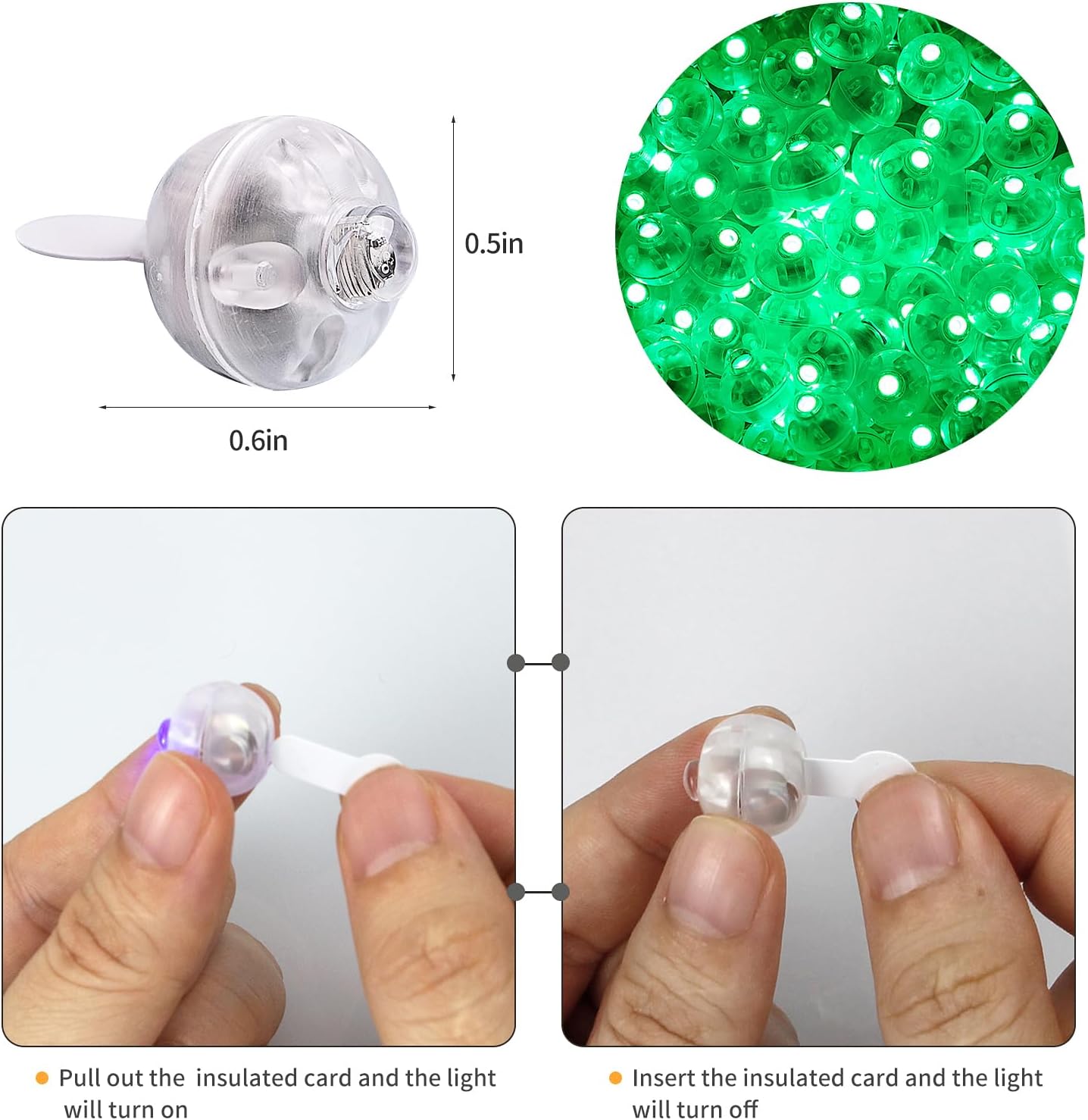 Aogist 100pcs Balloon Lights,Long Standby Time Waterproof Twinkle Mini Light,Battery Powered,Round LED Ball Lamp for Balloon Paper Lantern Party Wedding Christmas Halloween Decorative,Green-Flash