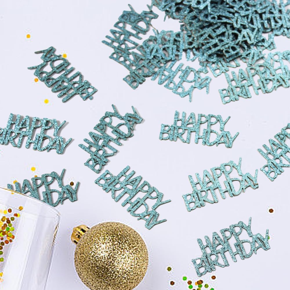 Blue Happy Birthday Confetti Birthday Table Decorations Baby Blue Glitter Table Scatters for Kids Boy Birthday Party Supplies 100PC