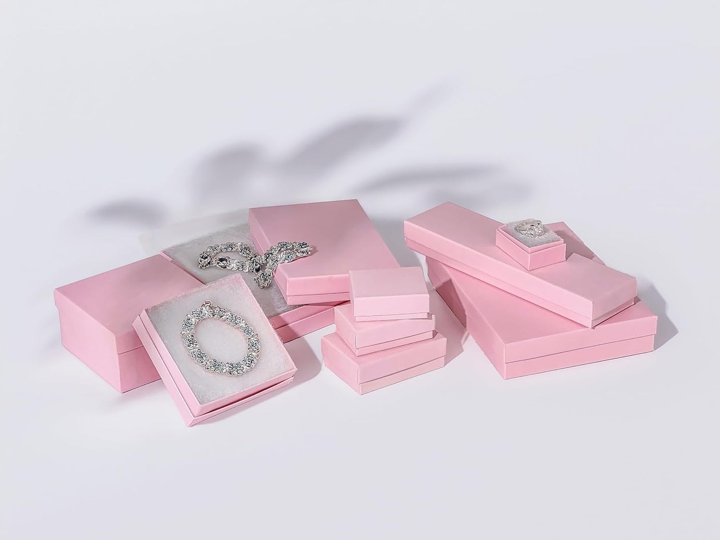 TheDisplayGuys - 25-Pack #53 Kraft Paper Cardboard Gift Boxes/Jewelry Cases w. Cotton Padding & Lid - Pink - (5.4" x 3.9" x 1.0")