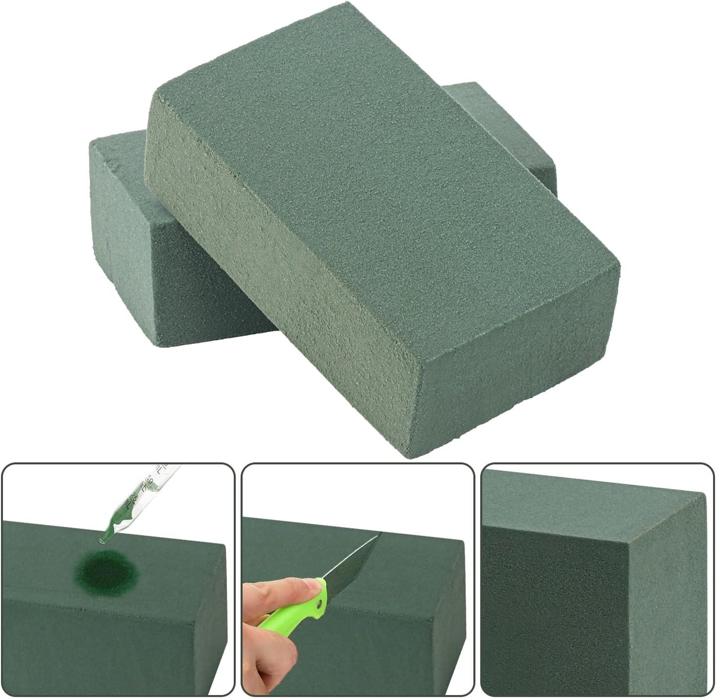 IHDYPPEW 30 PCS Green Floral Foam Blocks, 5.5"L x 3.1"W x 1.7"H Floral Foam for Flower Arrangements, Dry and Wet Florist Foam for Flowers, Flower Foam Bricks for Flowers Business, Outdoor, Weddings