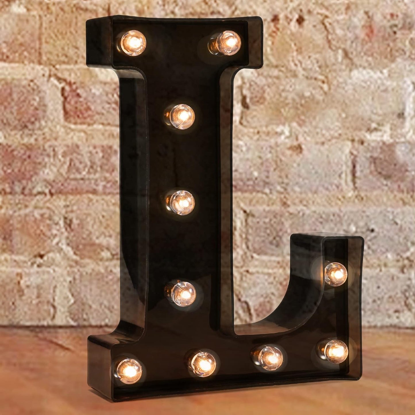 Pooqla Decorative LED Illuminated Letter Marquee Sign - Alphabet Marquee Letters with Lights for Wedding Birthday Party Christmas Night Light Lamp Home Bar Decoration L, Black