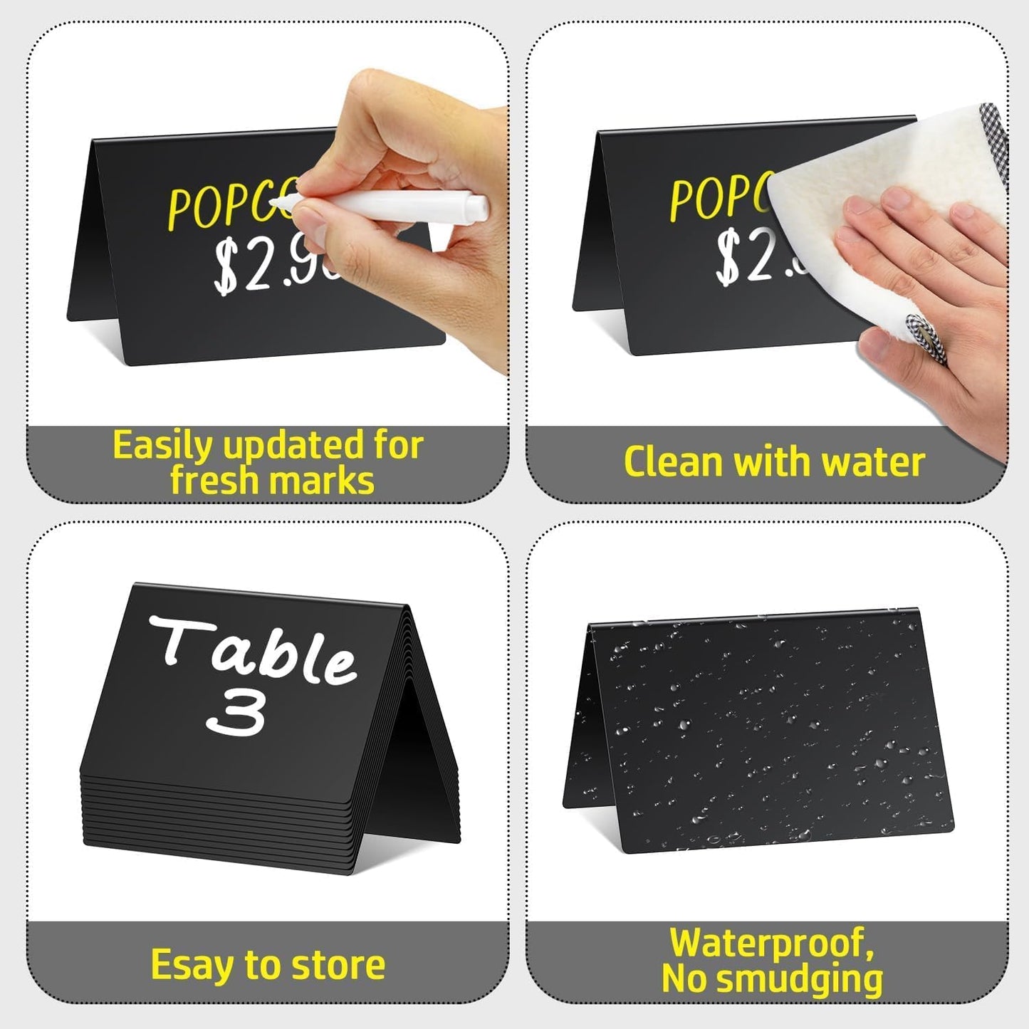 PigPotParty 4"x3" Mini Chalkboard Signs for Food, 12 Pcs Food Signs for Party Buffet, Small Chalk Board Food Labels, Table Place Cards, Wedding - Bakery - Birthday, Includes 2 Wet Erase Markers