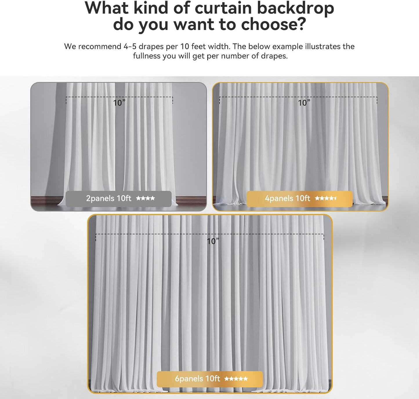 Ledido 10×8ft Tulle Backdrop Curtains with Lights String - 300LED Fairy Lights Sheer Curtain Backdrop for Weddings Baby Shower and Birthday Party Decorations(6 Panels 5×8ft)