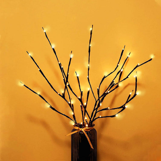 MENCH Branch Lights,3 Pcs Twig Light USB&Battery Powered 8 Flashing Modes by Remote Control.Branch Lights for Indoor and Outdoor, Light Up Decorations for Halloween Day and Christmas,Warm White