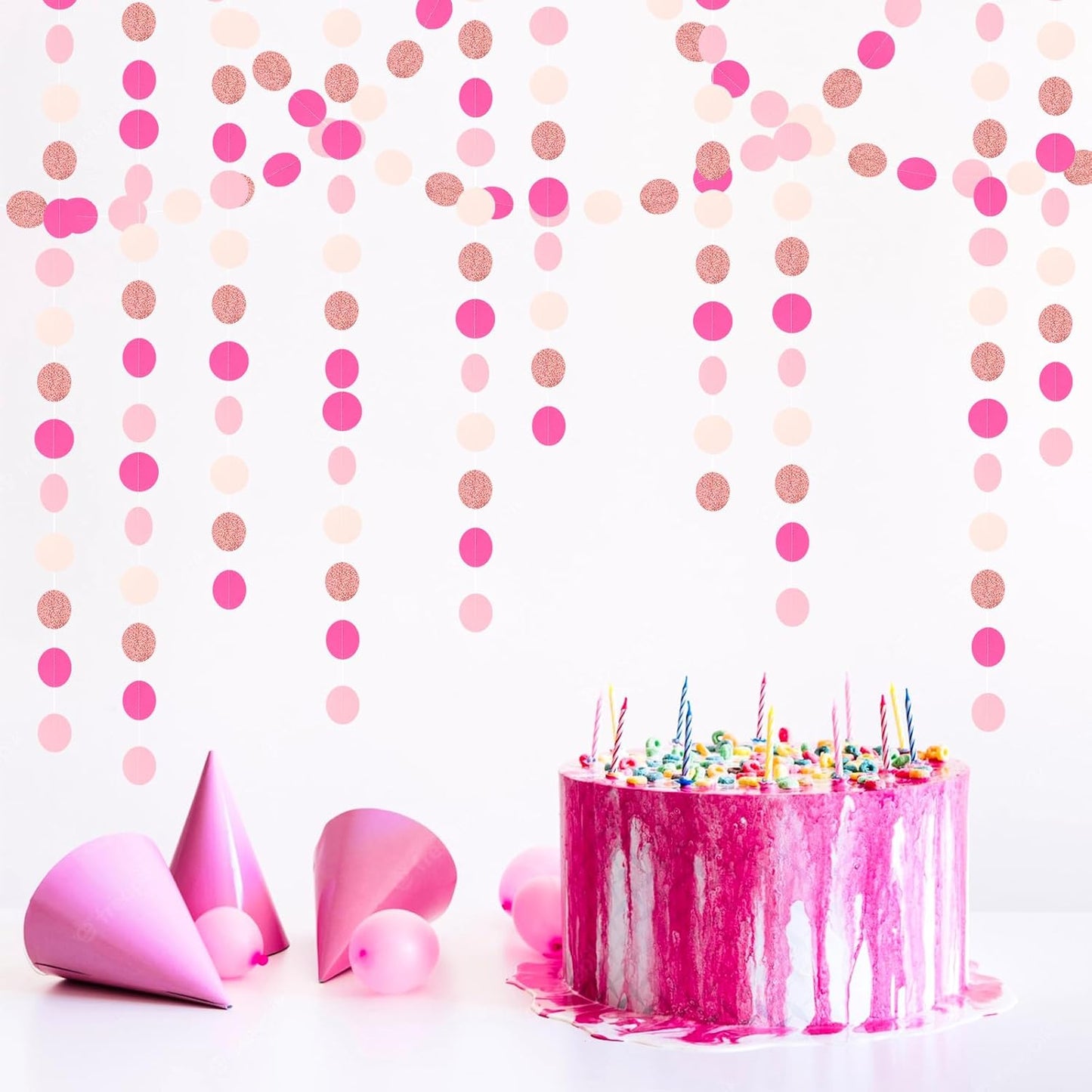 Hot-Pink Rose-Gold Party Decorations Garland - 52ft Wedding Bridal Shower Hanging Decoration Streamers Banner,Baby Girl Birthday Bachelorette Engagement Mohters Brunch Decor Panduola