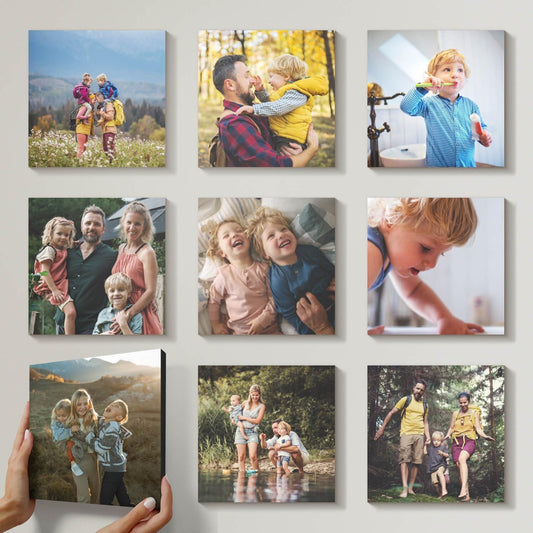 Mixtiles Official - Custom Photo Tiles - Personalized Printed Photos - Magnetic Wall Frames - Adhesive Sticker, No Nails - Various Sizes and Frames - 8x8-9Tile - Frameless