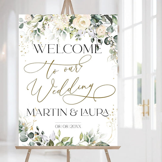 Personalized Wedding Welcome Sign, Flowers Wedding Welcome Sign, Wedding Welcome Sign, Custom Wedding Sign, Welcome To Our Wedding Sign, Flowers Wedding Board, Wedding Decorations Signs # 1