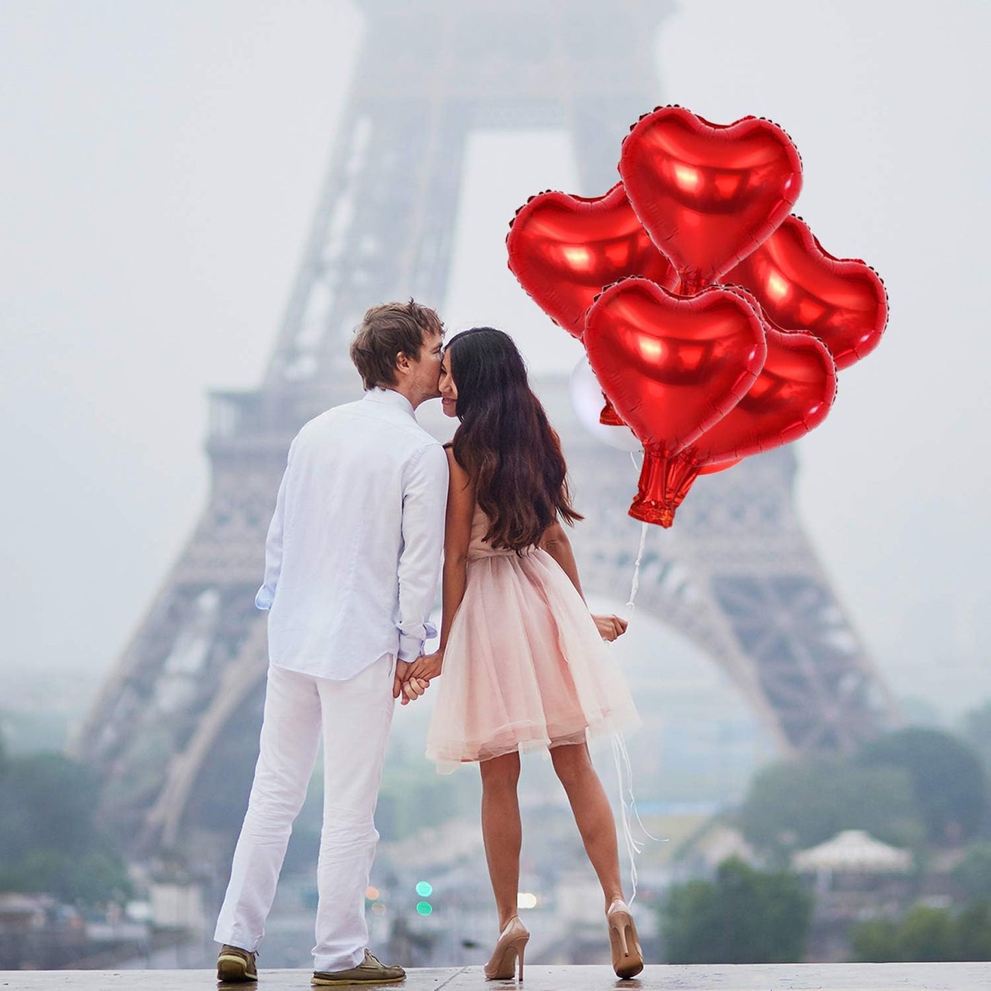 BEISHIDA 50 Pcs 10 Inch Heart Foil Balloons, Red, Heart-Shaped Foil Balloons for Birthday, Wedding, Engagement, Valentine's Day, Bridal Shower, Baby Shower, Unisex-All Ages