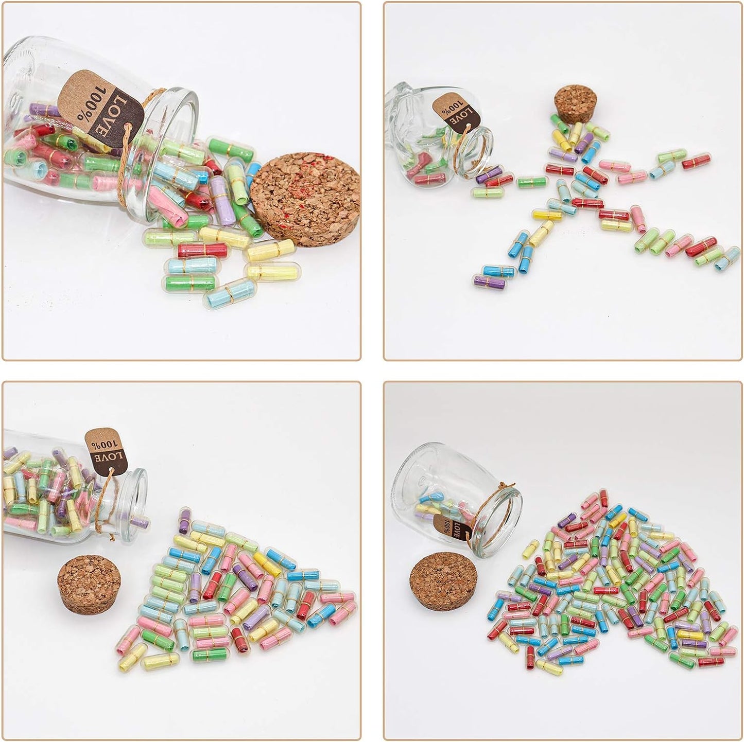 Capsule Letters Message in a Bottle - Cute Things Gifts for Boyfriend/Girlfriend - Love Letter for Anniversary, Birthday,Valentines Day, Mother's Day Gift (Mixed Color 130pcs)