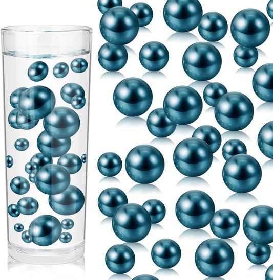 100PCS Navy Blue Faux Pearls Beads for Centerpiece Vases, Vase Filler Faux Pearls, No Holes Filler Beads for Party Anniversary Birthday Wedding Table Decor, 14/20/30mm