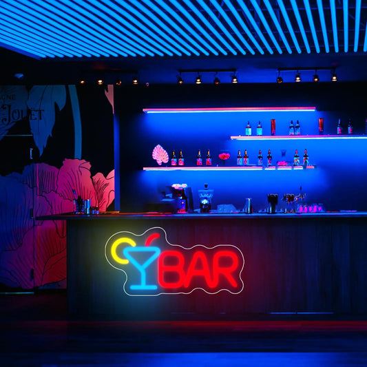 Bar Neon Sign Neon Bar Lights Bar Neon Signs for Home Bar LED Sign Bar Signs for Home Bar Wall Bar Lights for Home Bar Living Room Bistro Man Cave Party, 9.8"" x 4.8""