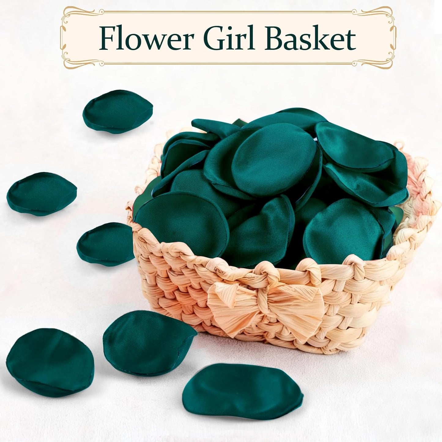 Silk Flower Petals Emerald Green 300pcs - Faux Rose Petals for Wedding, Centerpieces, Confetti, Bridal Shower, Romantic Night, and Photo Prop Decor