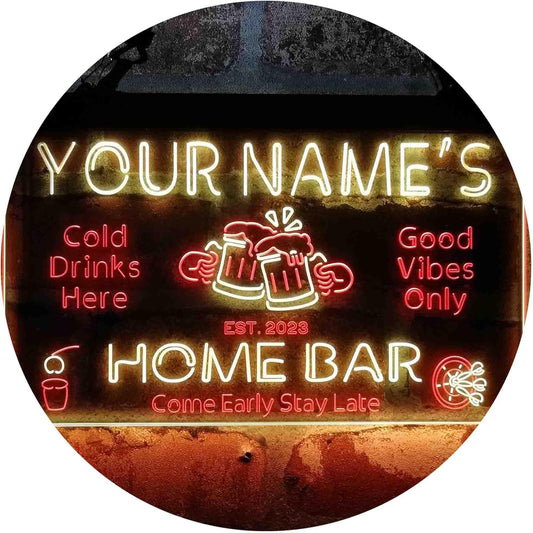 ADVPRO Personalized Your Name Custom Home Bar Beer Established Year Dual Color LED Neon Sign Red & Yellow 24 x 16 Inches st6s64-p1-tm-ry