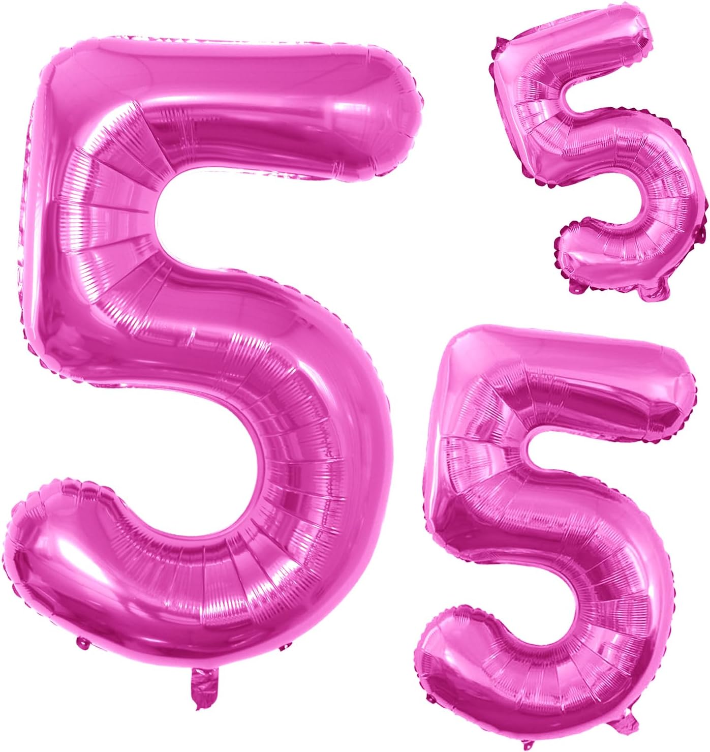GOER Pink Foil Balloons Number 5,Huge Number Balloons for 5th 55th Birthday Party Supplies Anniversary Decorations(3 pcs,42 inch,32 inc,16inch)