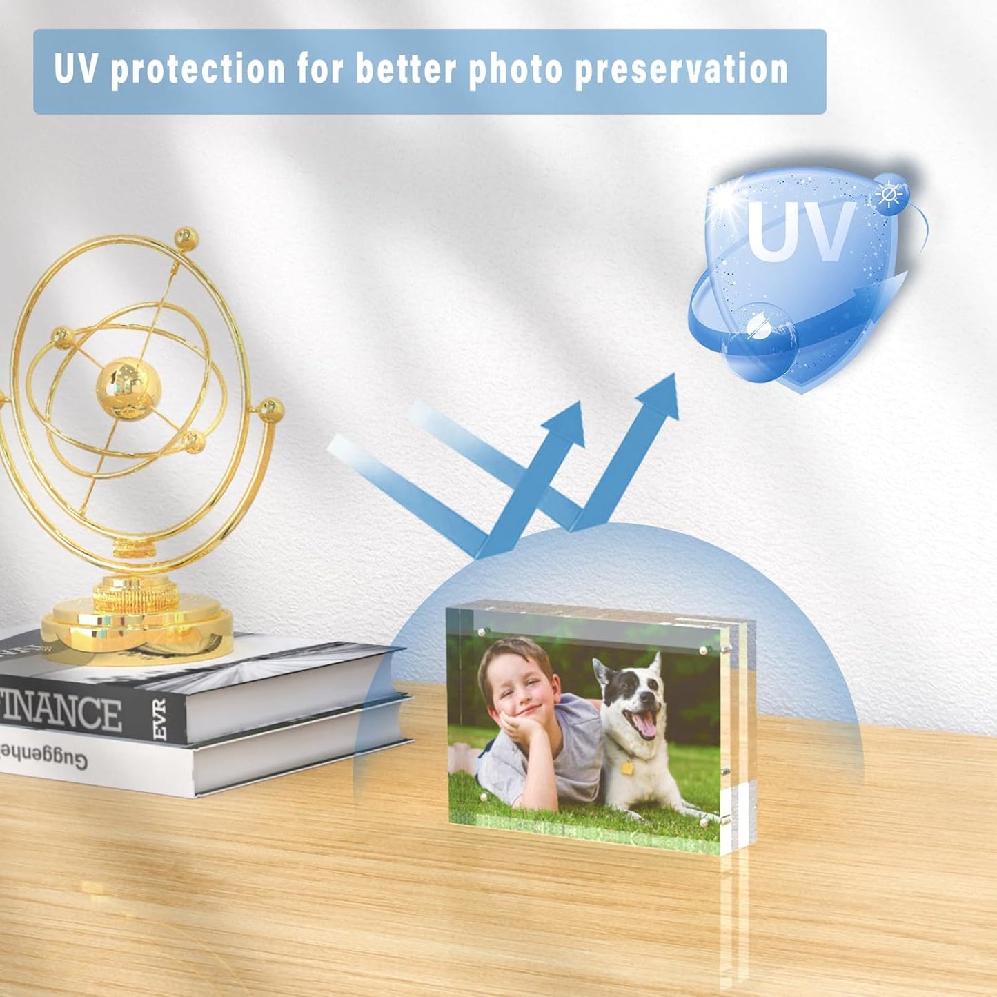 HELPLEX Acrylic Frame, 3 Pack 3.5x5 Acrylic Picture Frames, 20mm Thicker Frameless Clear Frame Double Sided Magnetic Frame, Free Standing Desktop Display Stand Acrylic Frames, 3.5x5(3 PACK)