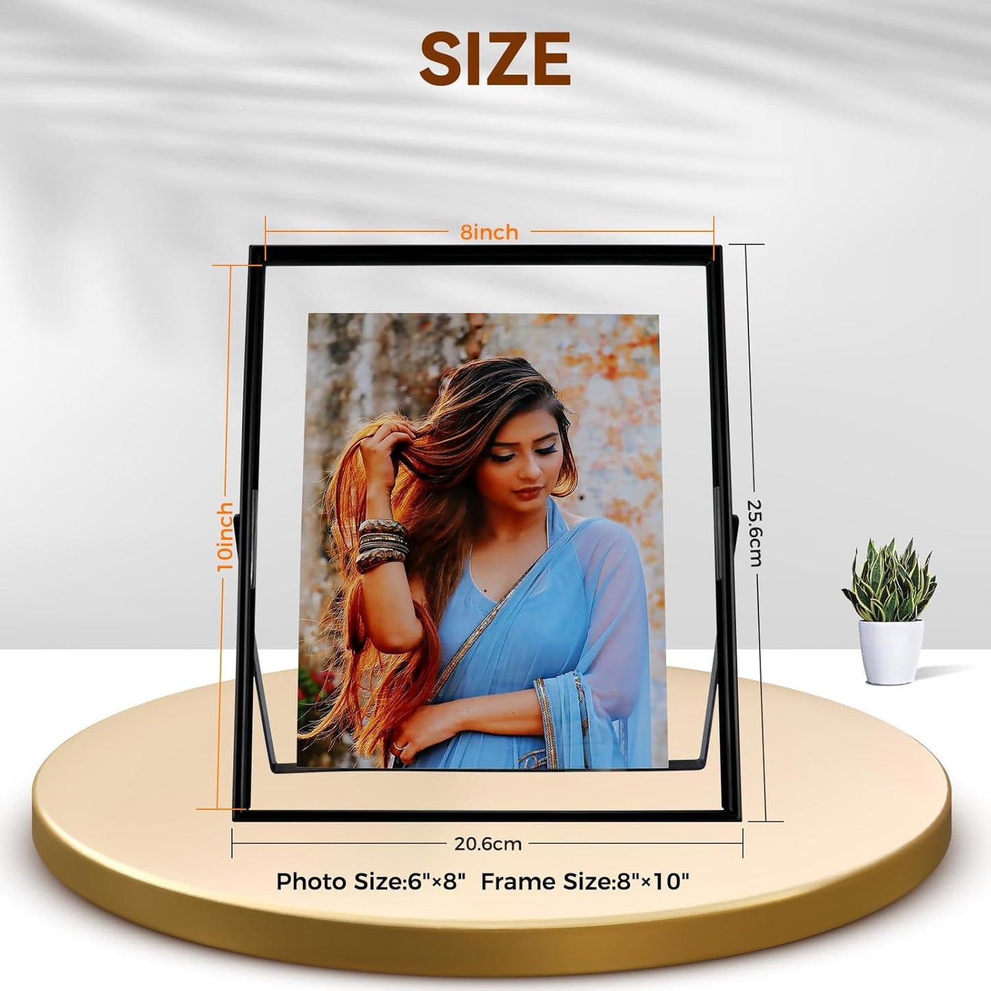 Black Floating Frame, 8"x10", Vertical, For Picture 7x9, 6x8, 5x7, Tabletop Shelf Photo Frame, For Father or Mother, Classy For Birthday or Wedding, Home or Office Décor