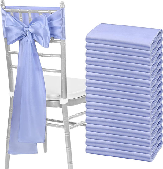 fani 60 PCS Lavender Satin Chair Sashes Bows Universal Chair Cover for Wedding Reception Restaurant Event Decoration Banquet,Party,Hotel Event Decorations (7 x 108 inch)