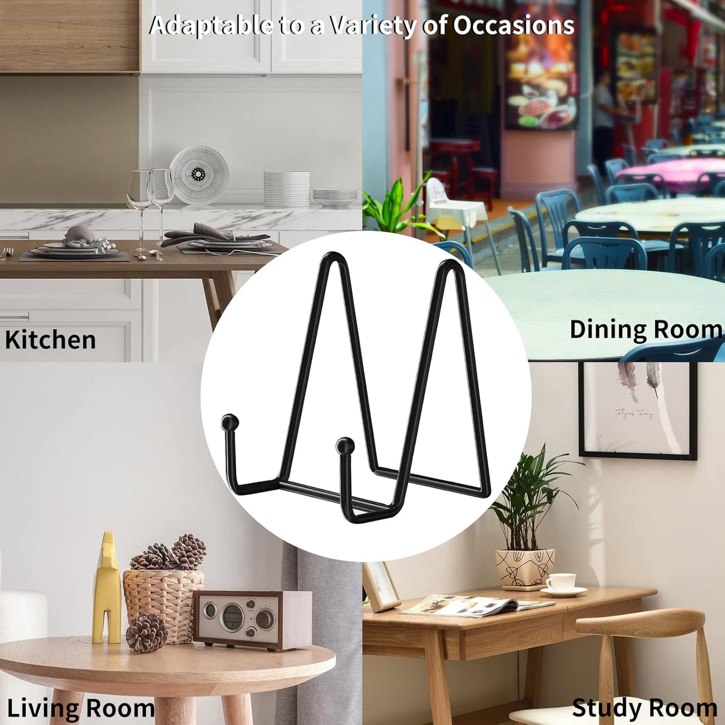 Decolore 5 Pack 4.5 Inch Display Stands Black Iron Easel for Plate Stand Plate Holder for Picture, Decorative Plate, Photo Easel, Artistic Work Display Stand, Picture Frames