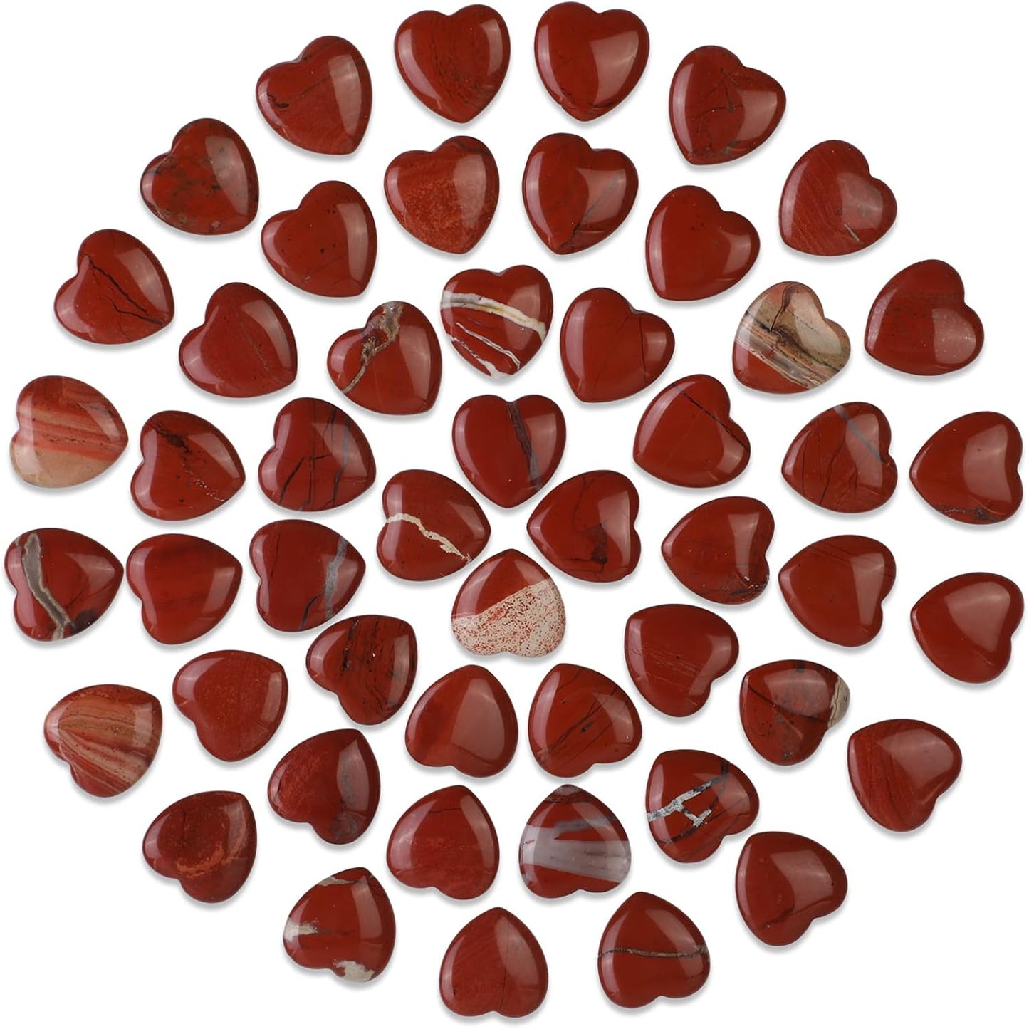Gerrii 50 Pcs Heart Healing Stone Bulk Quartz Heart Inspirational Stones Gift for Women Love Pocket Polished Natural Energy Balancing Meditation 0.8 Inch(Red)