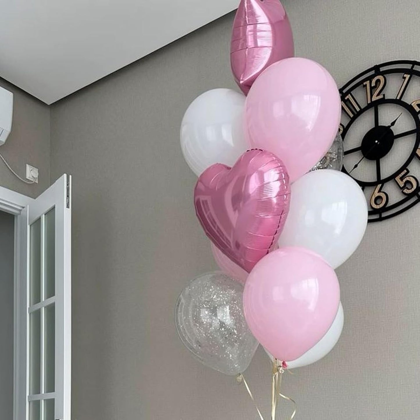 Pink Heart Balloons,12Pcs 18 Inch Light Pink Helium Foil Love Heart Shaped Balloons for Girls Party Bridal Wedding Engagement Anniversary Birthday Baby Shower Valentines Day Decorations