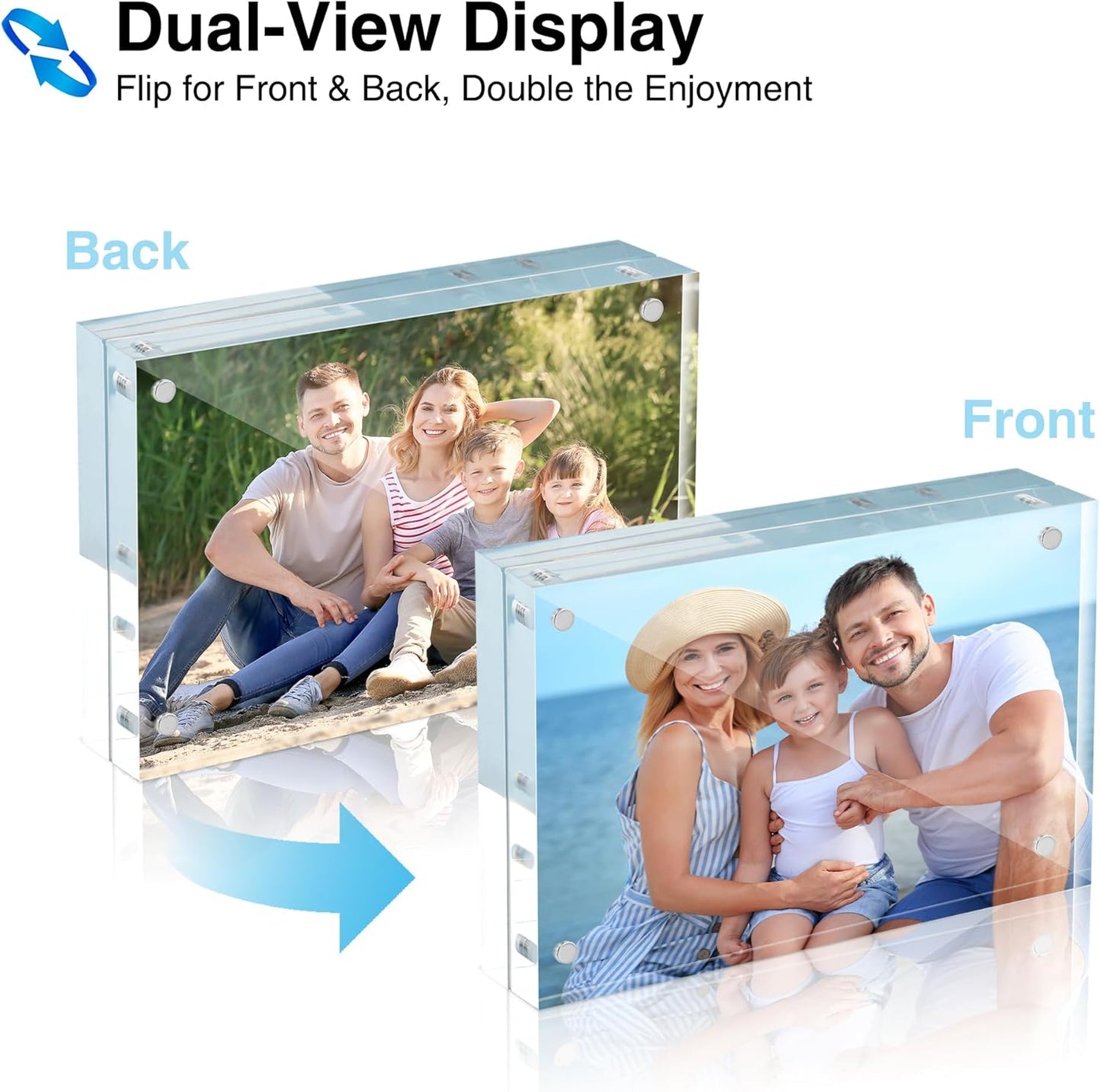 HOUSE DAY Acrylic Picture Frames 3.5x5, 3 Pack Magnetic 3.5 x 5 Picture Frame, Double Sided Clear 3.5x 5 Photo Frame with Microfiber Cloth, Frameless FreeStanding 3.5x5 Frame Gift for Desktop Display