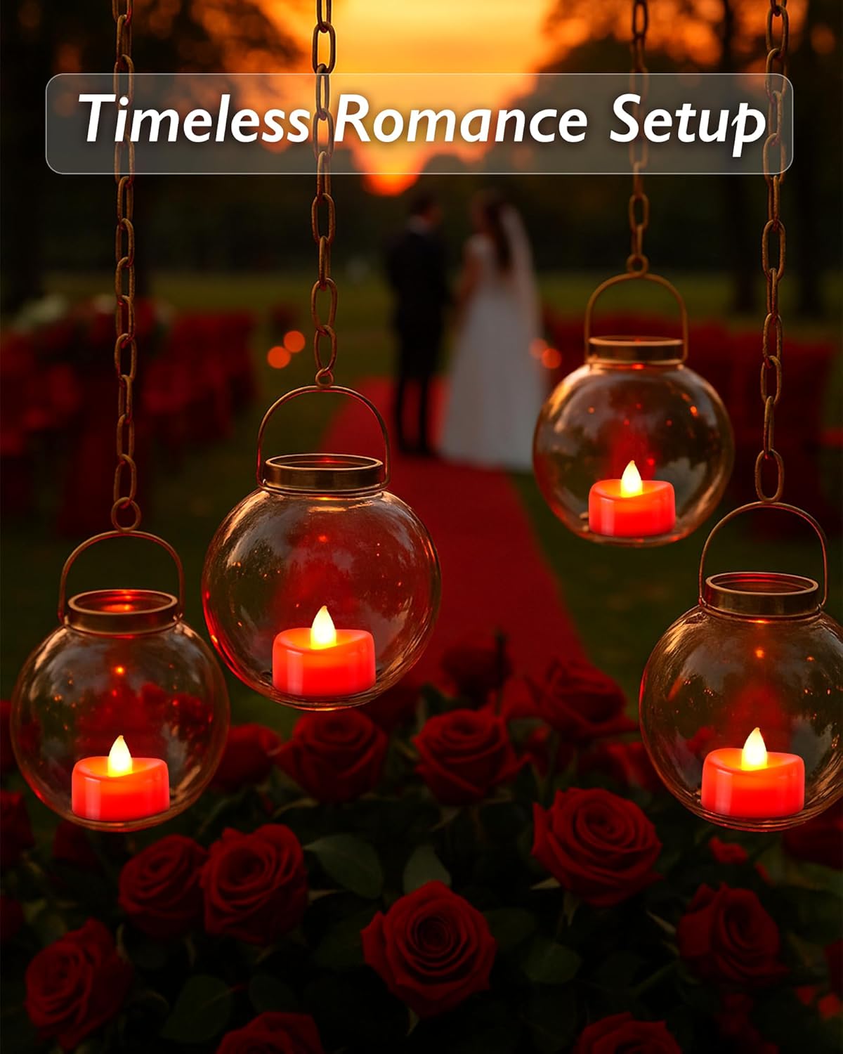 Raycare Red LED Tea Lights Battery Operated, 200+Hour Flickering Votive Candles,Realistic Fake Flameless Tea Lights for Wedding Party Halloween Thanksgiving Christmas Decorations, 24 Pack