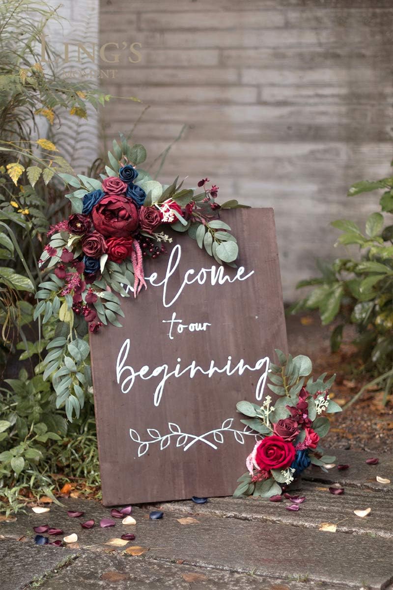 Ling's Moment Rose Petals, Silk Flower Petals for Wedding/Aisle/Flower Girl Baskets/Table Centerpiece Décor,etc.Burgundy Navy Gold 400pcs