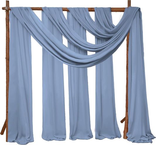 8 Panels Wedding Arch Draping Fabric 28" x 20Ft Wedding Arch Drapes Chiffon Fabric Drape Sheer Backdrop Curtain for Nuptials Party Ceremony Birthday Arbor Drapery Reception Ceiling Décor(Dusty Blue)