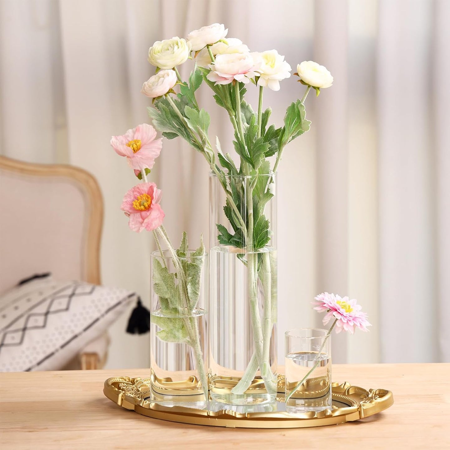 Fixwal 18pcs Tall Cylinder Vases for Centerpieces 4, 8, 12 Inch Clear Glass Flower Vase Floating Candle Holder for Table Shelf, Party, Wedding, Home Decor