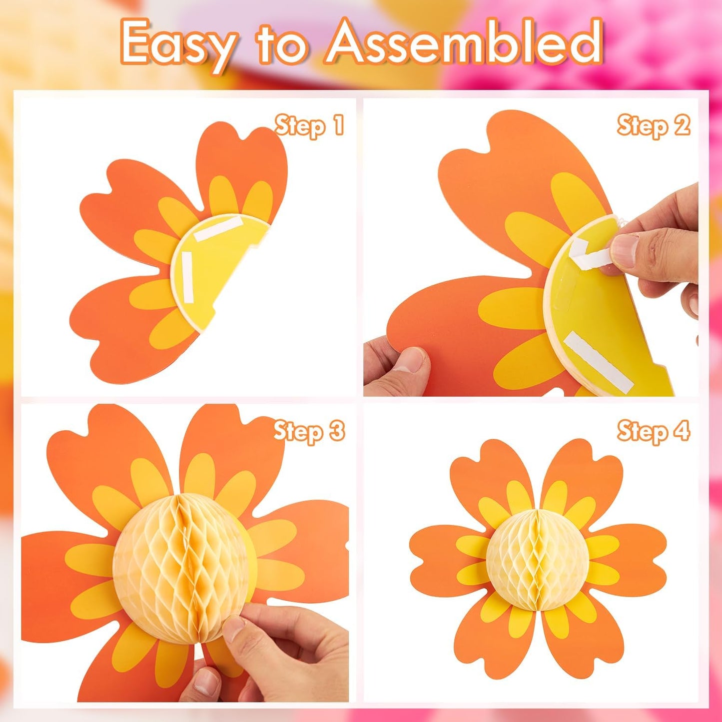 SUNBEAUTY 9 PCS 10 Inches Daisy Birthday Party Decorations - Groovy Flower Spring Sun Retro Hippie Baby Shower Decor