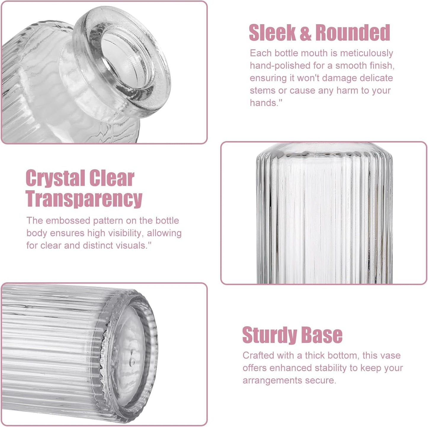 12 Pcs Small Glass Bud Vase Set of，Mini Vintage Vases in Bulk, Clear Bud Vases for Centerpieces， Rustic Wedding Decorations，Home Table Flower Décor.