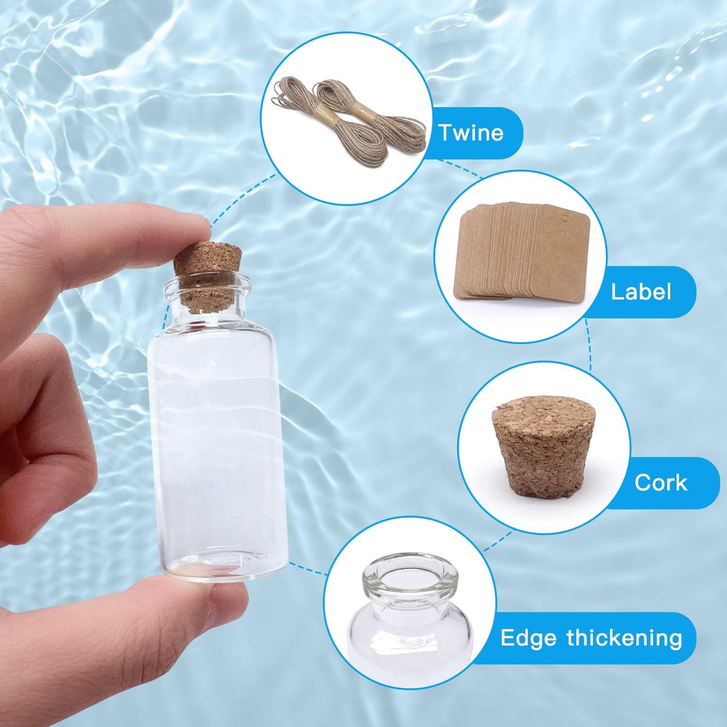80 Pack 20 ML Glass Bottles with Cork Stoppers Mini Small Glass Bottles, for Wedding Favors, Crafts Home Decorations