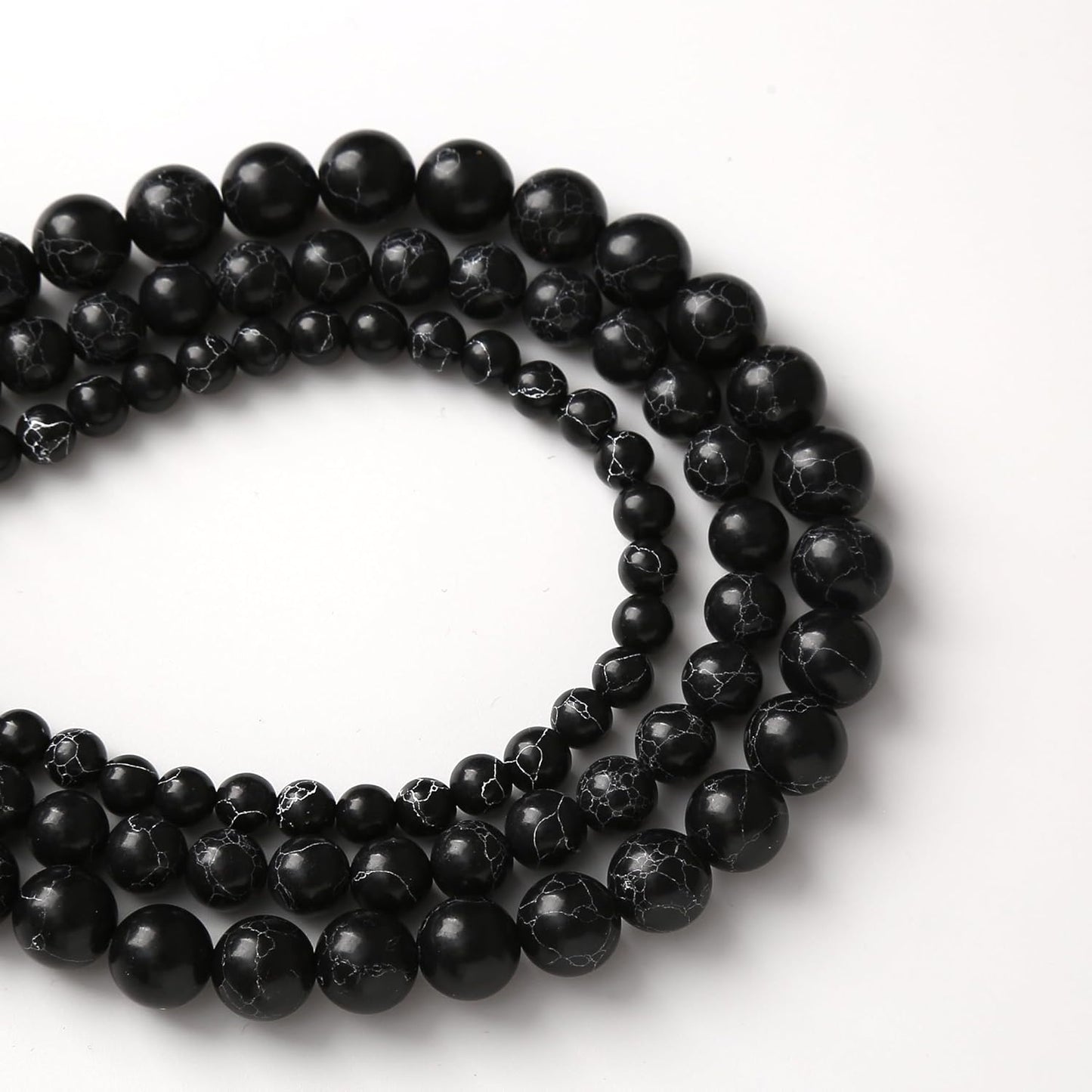 Black Turquoise Stone Beads Gemstone Round Crystal Energy Jade Beads Stone Beads for Jewelry Making DIY Bracelet Necklace Jewelry Making 1 Strand 15.5inch 4MM