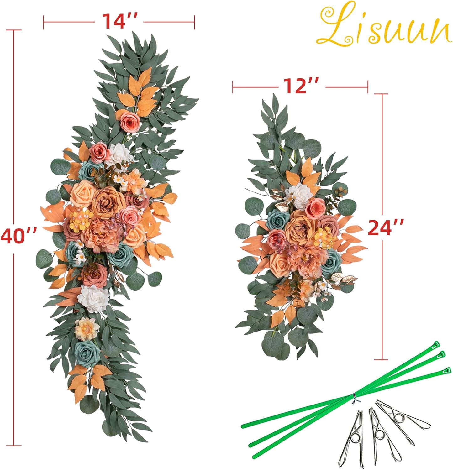 Wedding Arch Flowers, Artificial Flowers for Decoration, Large Flower Swag for Boho Styles Wedding Ceremony Floral Decor - Pack of 2