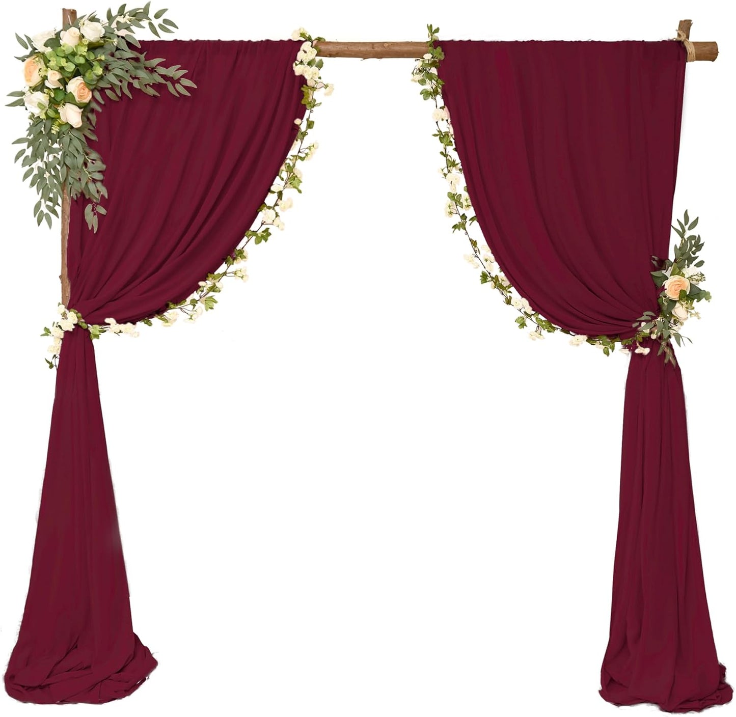 8 Panels Wedding Arch Draping Fabric 28" x20Ft Wedding Arch Drapes Chiffon Fabric Drape Sheer Backdrop Curtain for Weddings Party Swag Ceremony Birthday Arbor Drapery Reception Ceiling Décor(Burgundy)
