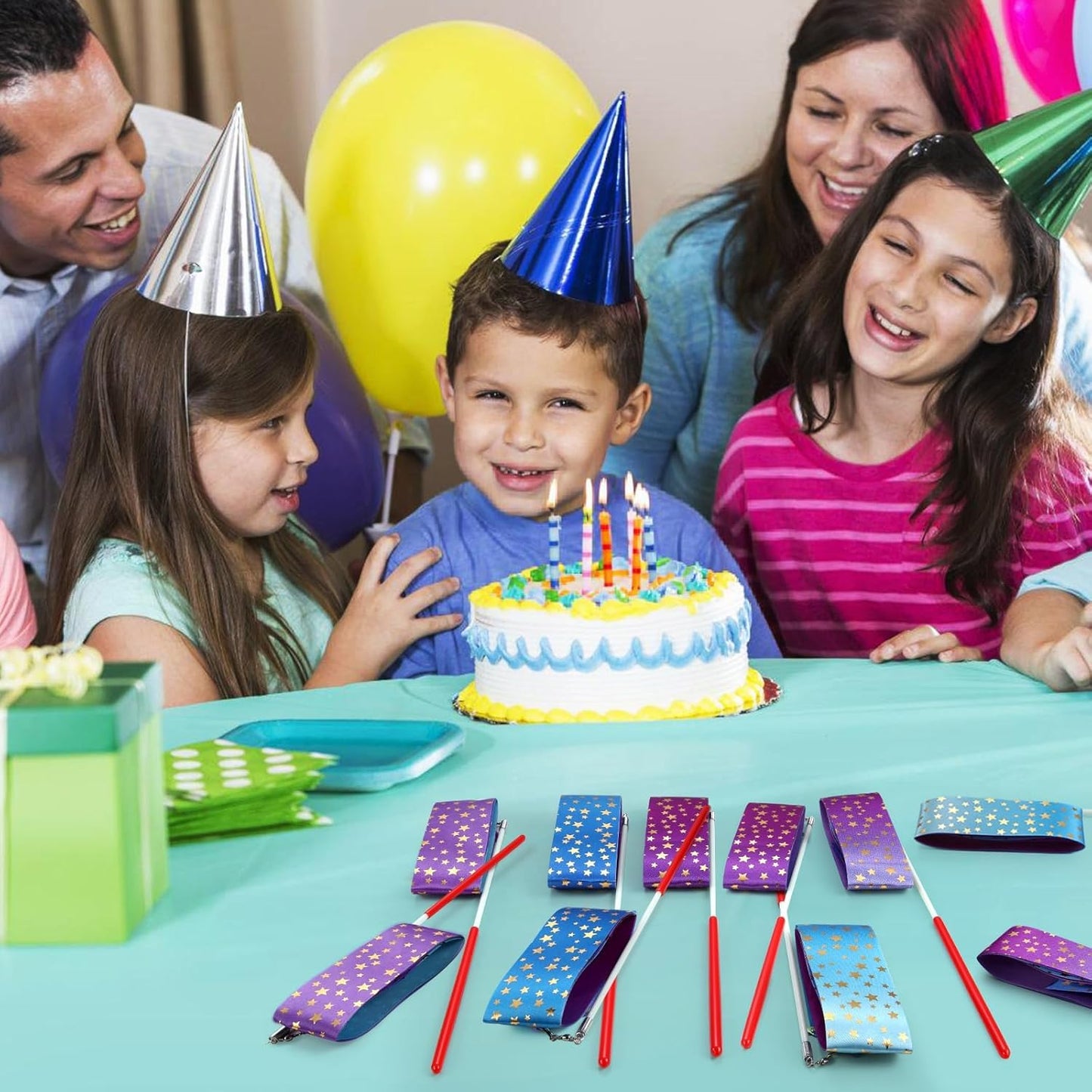 AITIME Ribbon Wands Party Favors for Kids, 20 Pack Rhythmic Gymnastics Ribbon, Girl Birthday ,Outdoor Party Games Supplies, Dance Streamers, Stars Ribbon Dancer