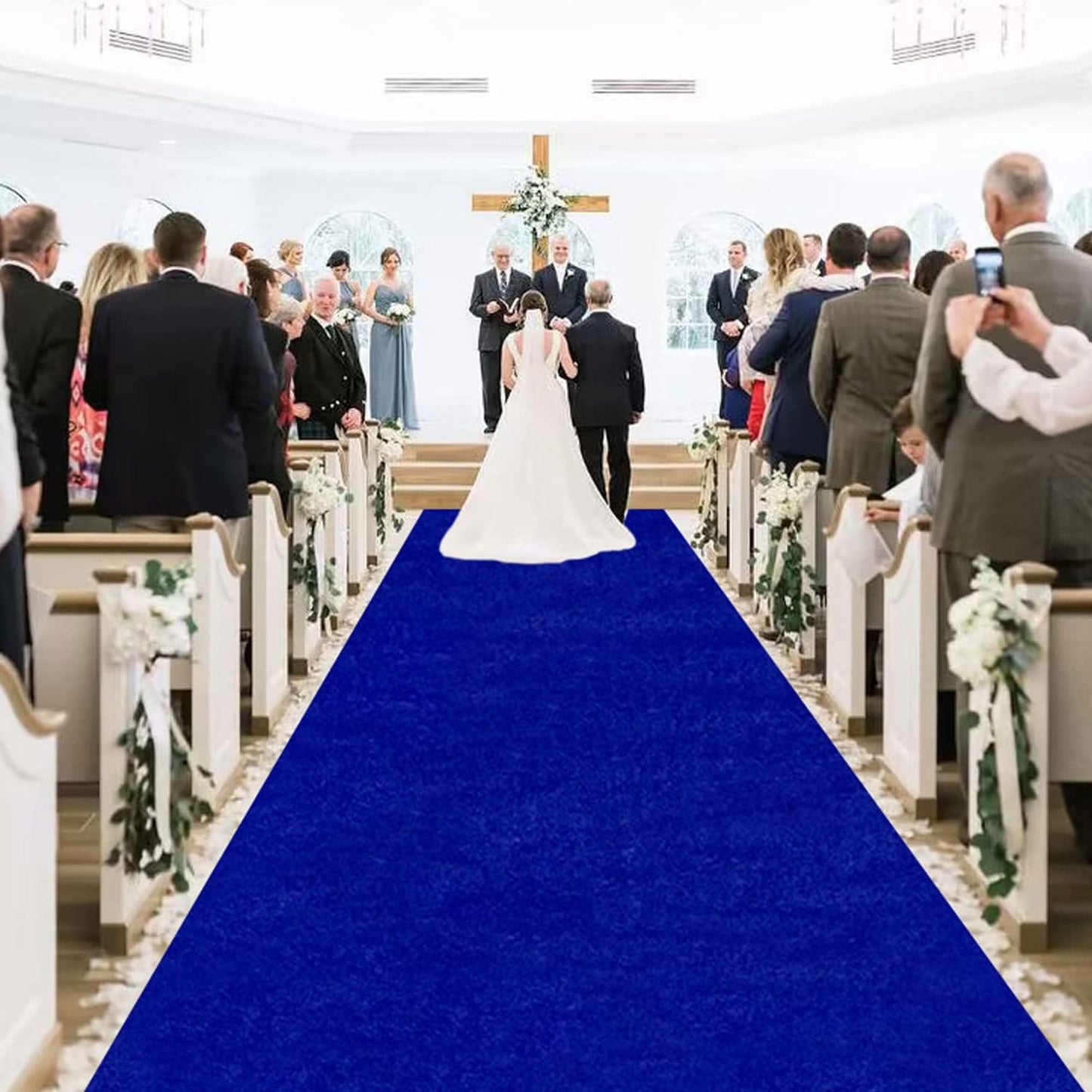MODFUNS Royal Blue Aisle Runner Wedding Runner Aisle 4x25ft Velvet Fabric Carpet Runner for Party Aisle Rug with Carpet Tape Wedding Carpet Runway for Ceremony Banquet Celebration