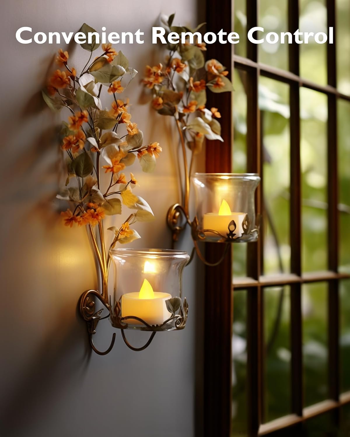 Homemory 24pcs Flameless LED Tea Lights with Remote & Timer, 400+Hours Realistic Flickering Battery Candles for Seasonal, Tabletop, and Centerpieces Decor