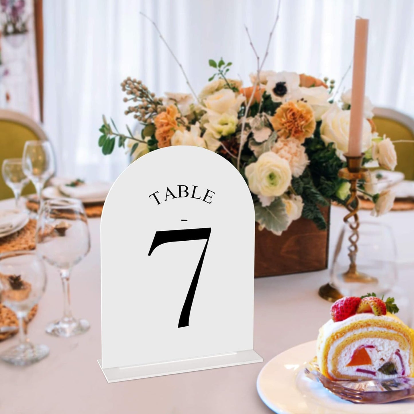 JOYIT Arch Wedding Table Numbers 1-40 with Stands – Double-Sided Printed 5" X 7" Acrylic Signs with White Background Black Text, Perfect Acrylic Table Numbers for Wedding Receptions, Parties, Anniversaries, and Events